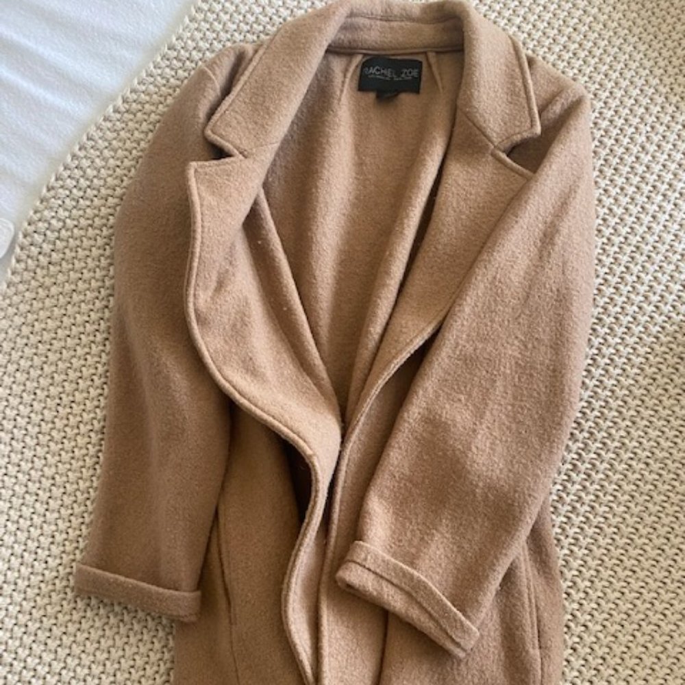 Rachel Zoe Wool Blend Collared Open Front Blazer Style Jacket (Size Large)